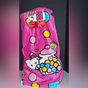 Hello Kitty Pink Gum ball & Teddy Bear  Plush Throw Blanket